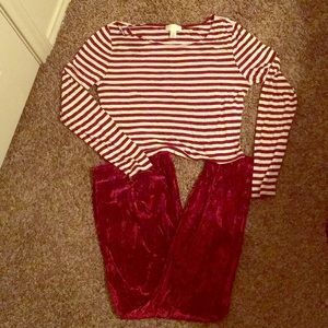 Stripped long sleeve crop top